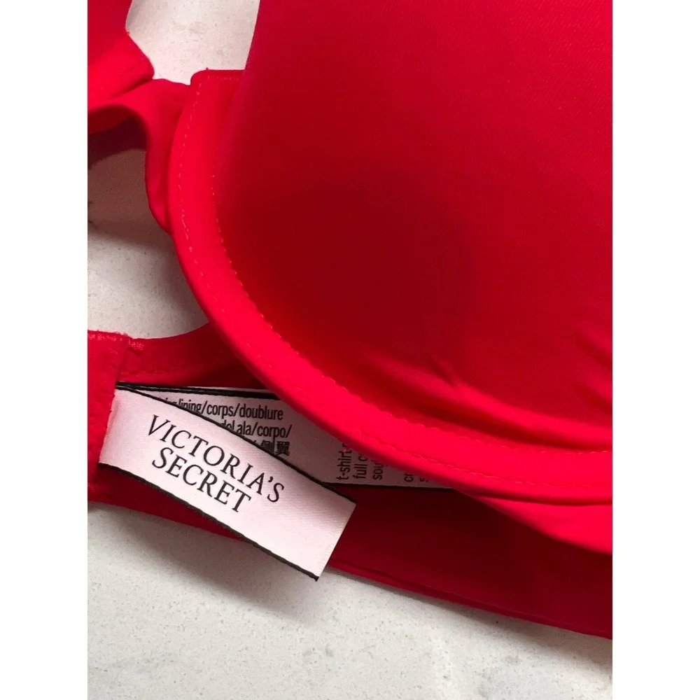 Victorias‎ Secret Red T-Shirt Push-Up Full Coverage Underwire Bra 34B 366802-ACR